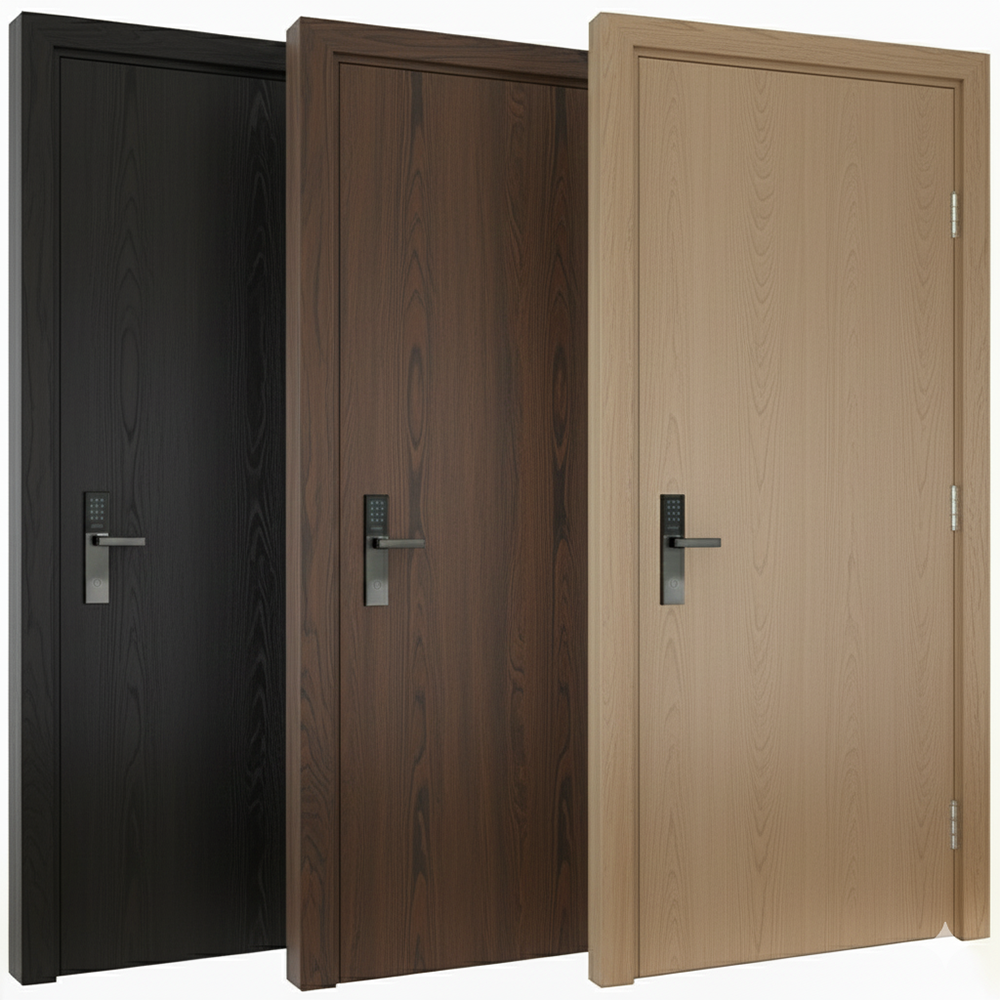 Modern Minimalist Wood Grain Interior Door High Quality Solid Wood Skeleton Room Door for Apartment and Hotel Projects