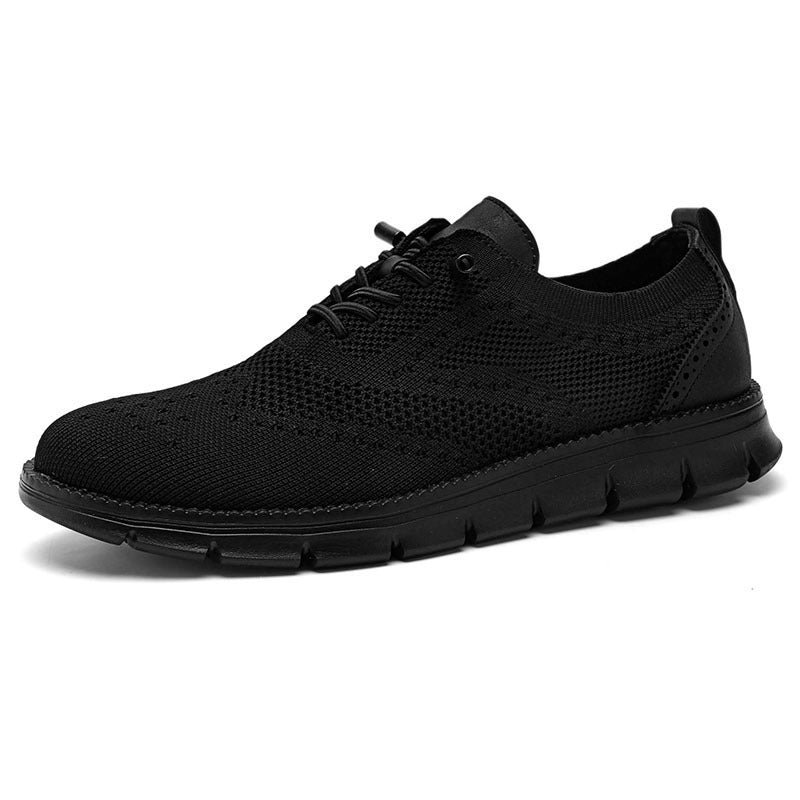 2025New Large Size Flyknit Casual Trendy Shoes Men's Brogue Carved Loafers Executive Business Shoes