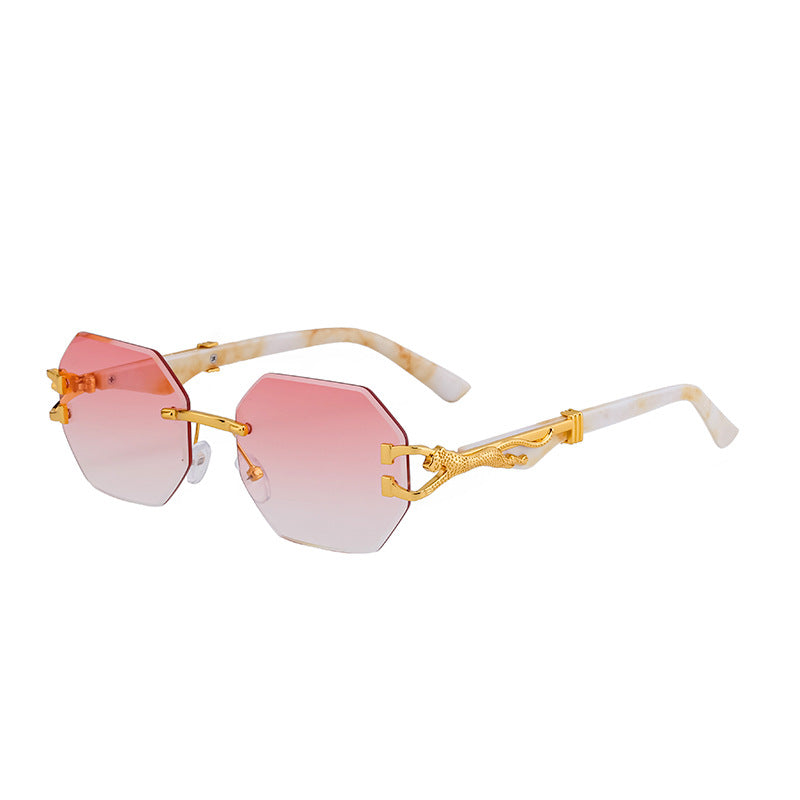 Vintage Imitation Wood Grain Leopard Temple Sunglasses Men's Square Frame Cut Edge Driving Sunglasses Wholesale shades