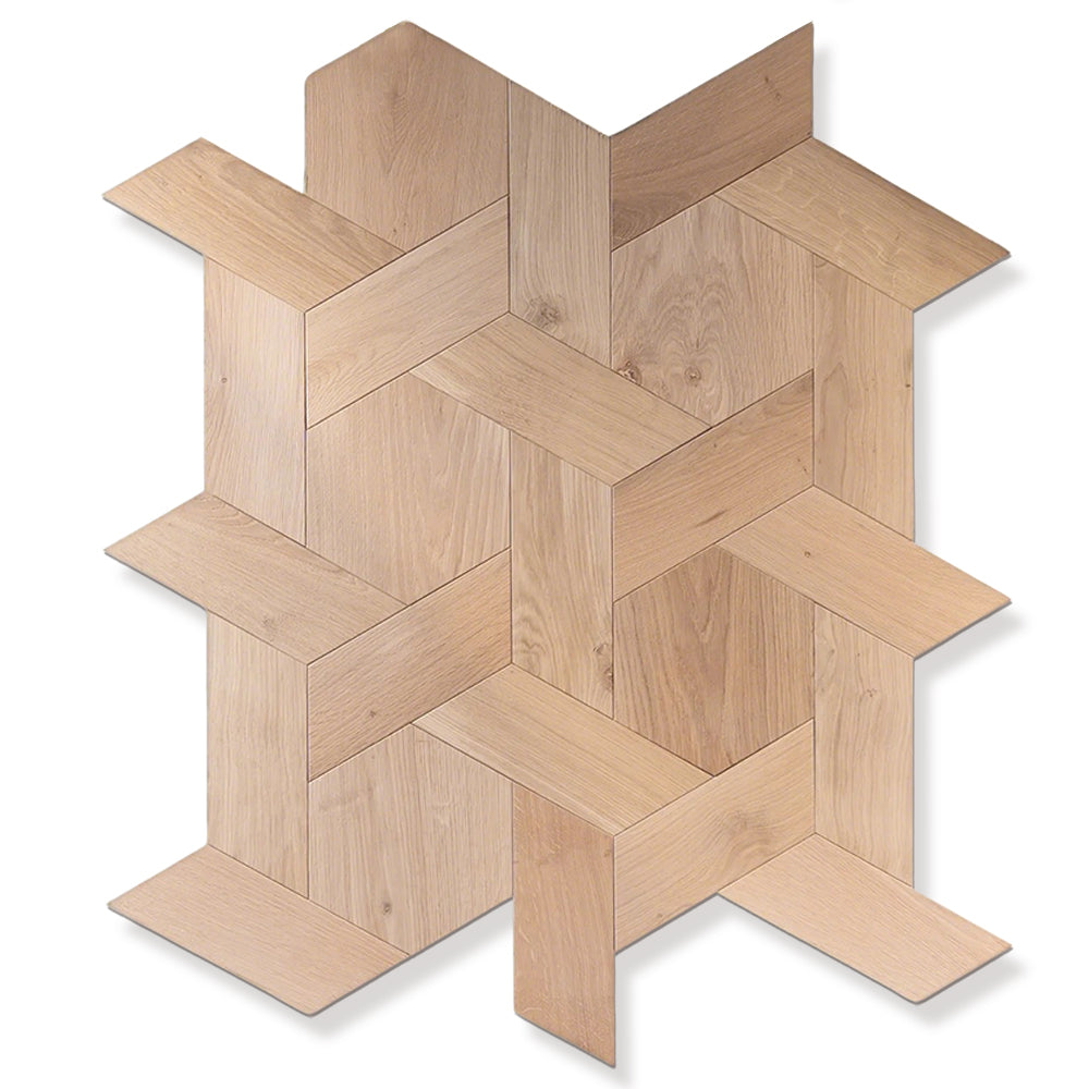 Customizable 12mm Multilayer Hexagon Oak Parquet Flooring | Engineered Oak Wood Floor Geometric Design Waterproof Outdoor