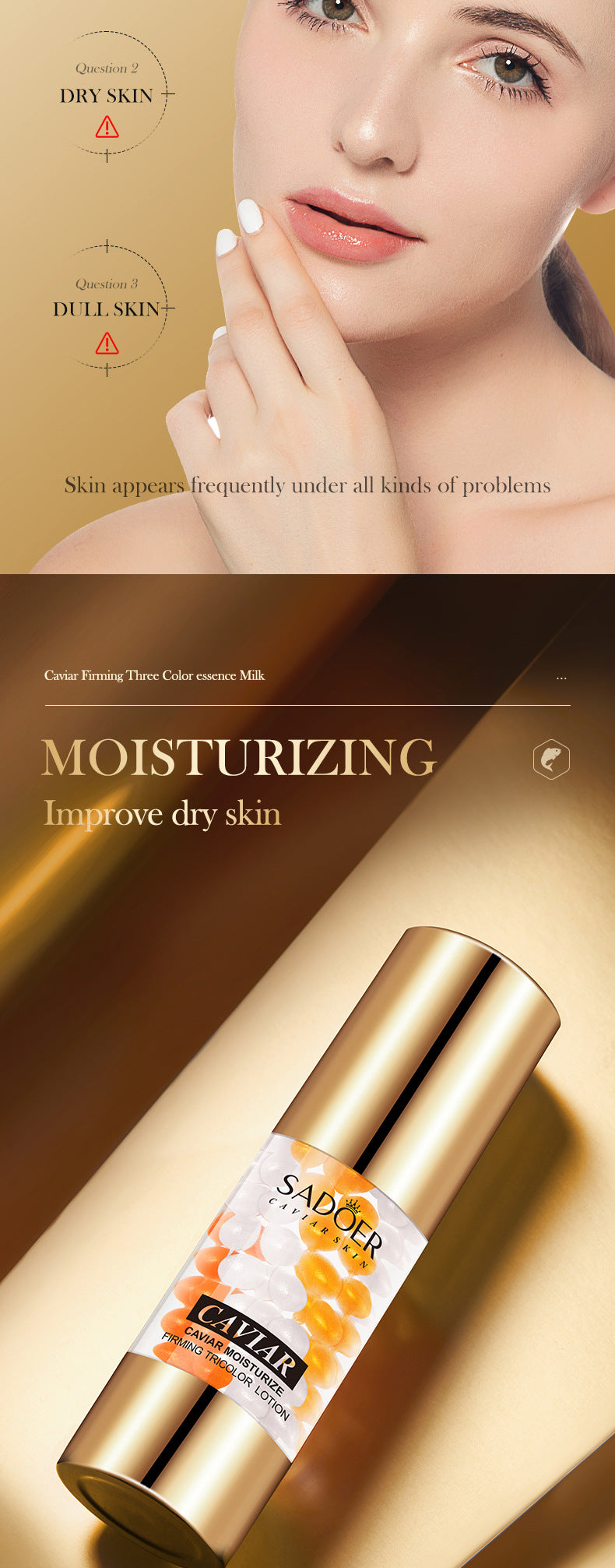 Caviar Essence Milk30mlSADOER Moisturizing and hydrating three-color lotion cross-border foreign trade wholesale