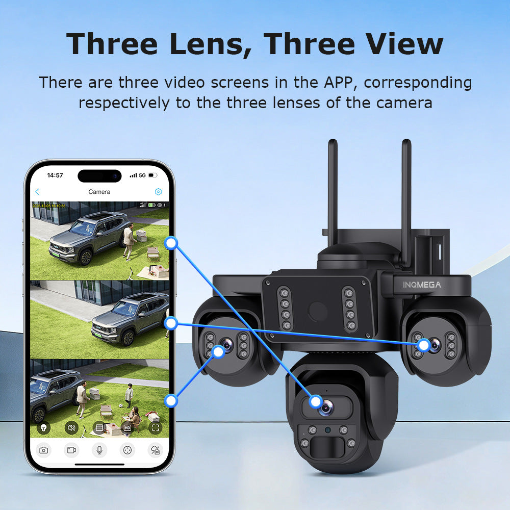 Three-eye Solar Camera AOV Low Power Consumption Camera9MP High Definition Full Color4G Solar Monitoring