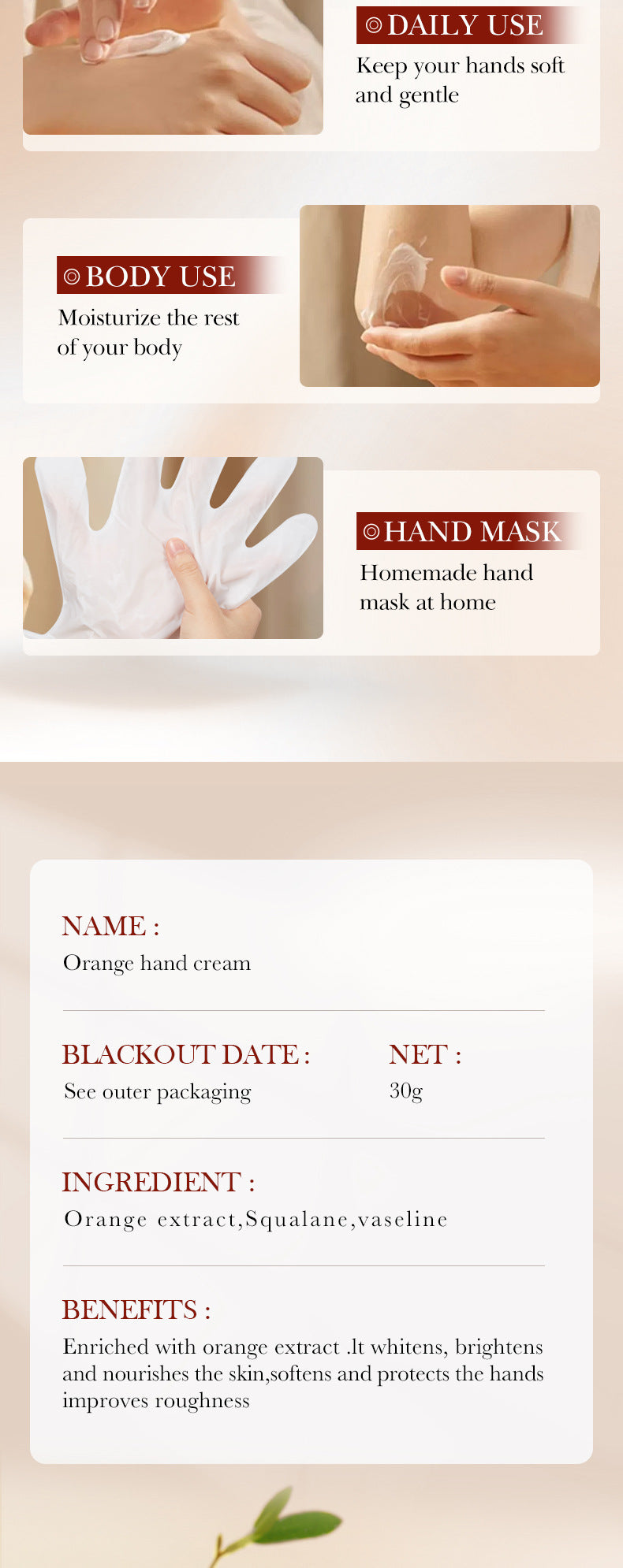Plant and Fruit Hand Cream FAYANKOU Moisturizing Autumn and Winter Anti-Dry Crack Hand Cream  Foreign Trade Wholesale