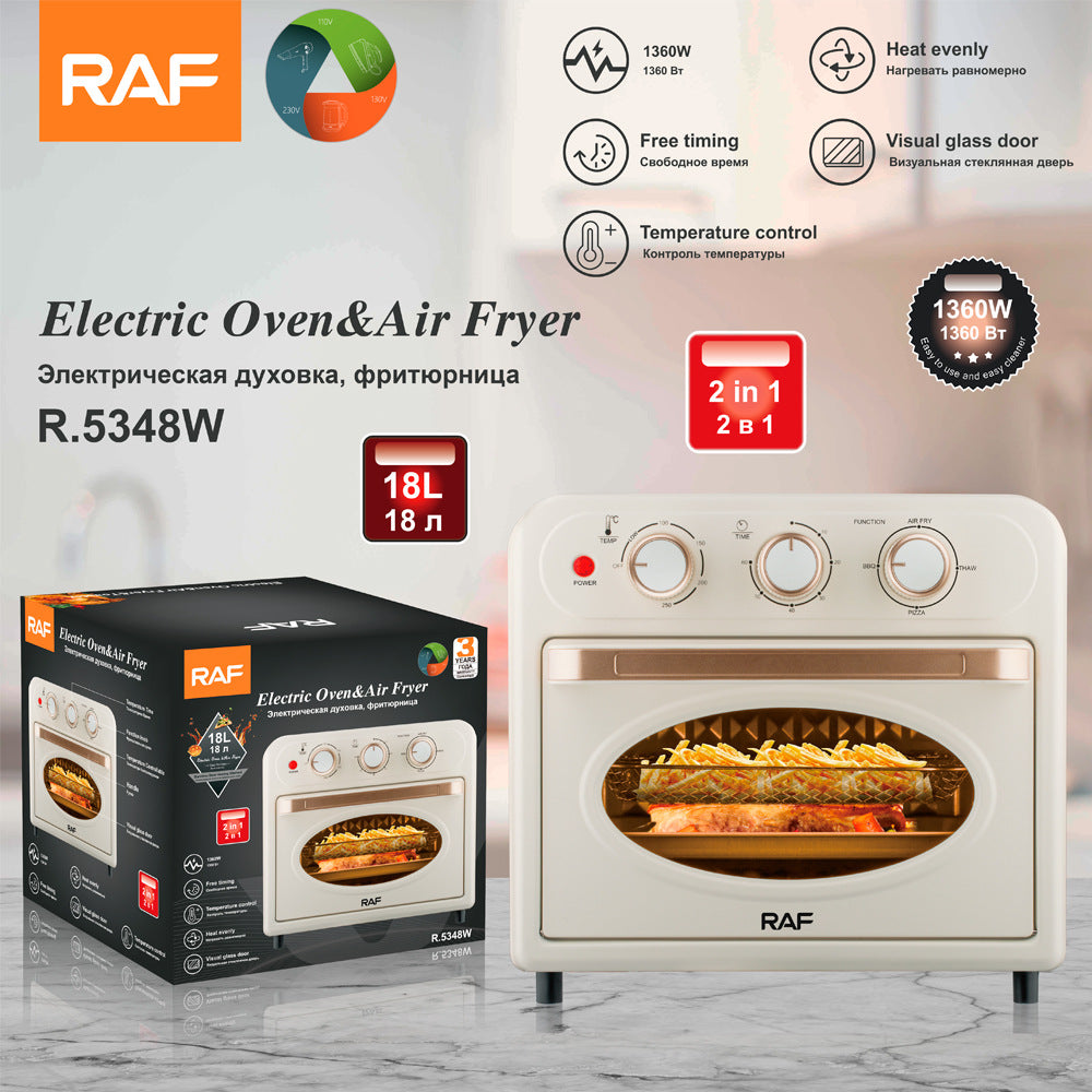 RAF Electric Oven EU Standard18L Multifunctional Household Air Fryer Fully Automatic Intelligent Oven Fryer Visual Baking