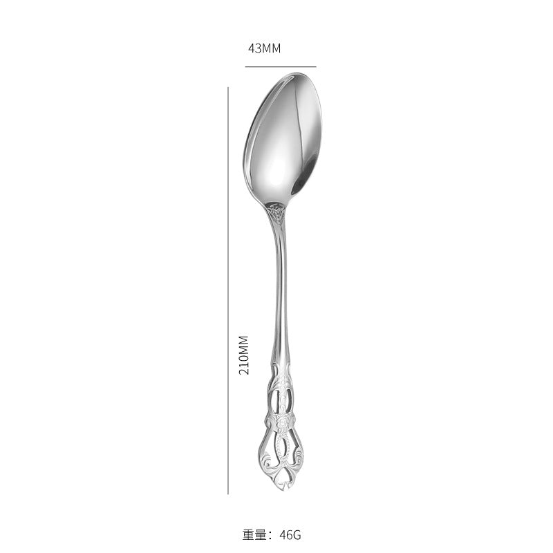 Stainless Steel Cutlery Restaurant Royal Court Knife Fork Spoon Set Hotel Western Cuisine European Retro Relief Steak Knife Fork