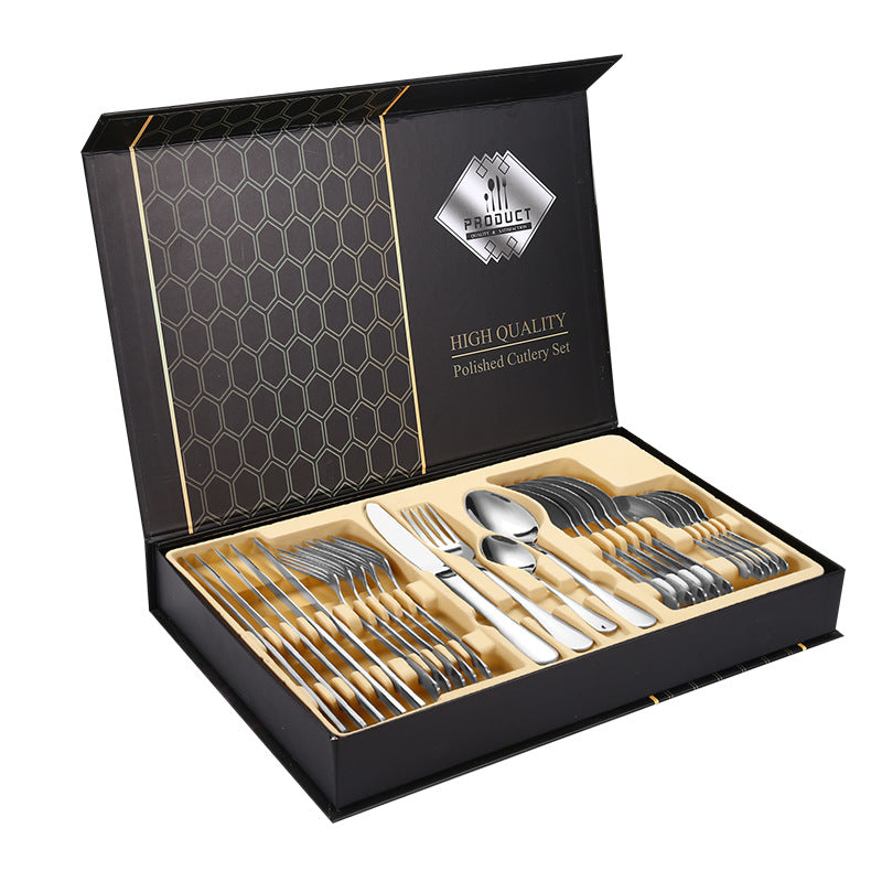 1010Stainless Steel Tableware Hotel Restaurant Knife Fork Spoon Set Western Steak Knife Fork24Set