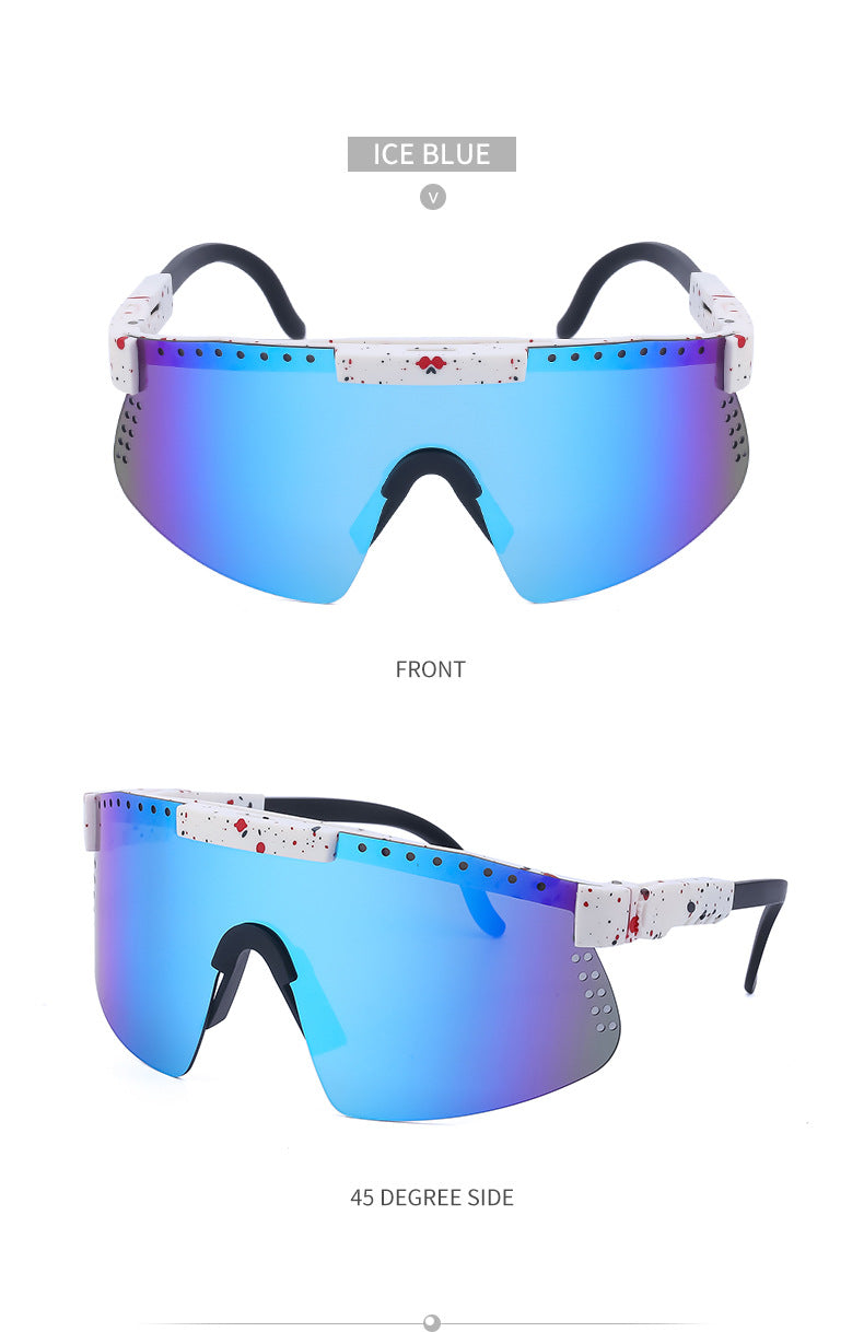 European and American Colorful Sunglasses Outdoor Cycling Windproof Sunglasses Men and Women One-piece Lens Sports Anti-ultraviolet Glasses