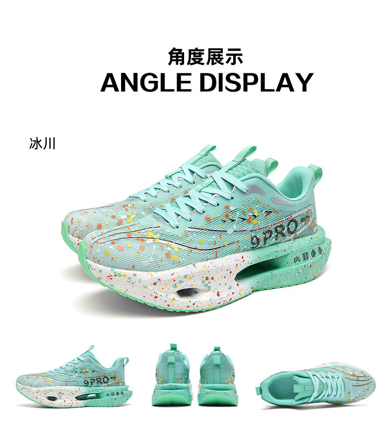Autumn New Red Rabbit9Fluorescent Parent-Child Comfortable Sports Shoes High Elasticity Really Soft Sole Carbon Plate Wear-Resistant Running