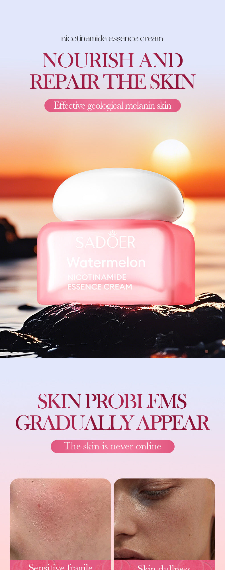 Watermelon Niacinamide Essence Lotion SADOER Skin rejuvenation moisturizing cream cross-border foreign trade wholesale