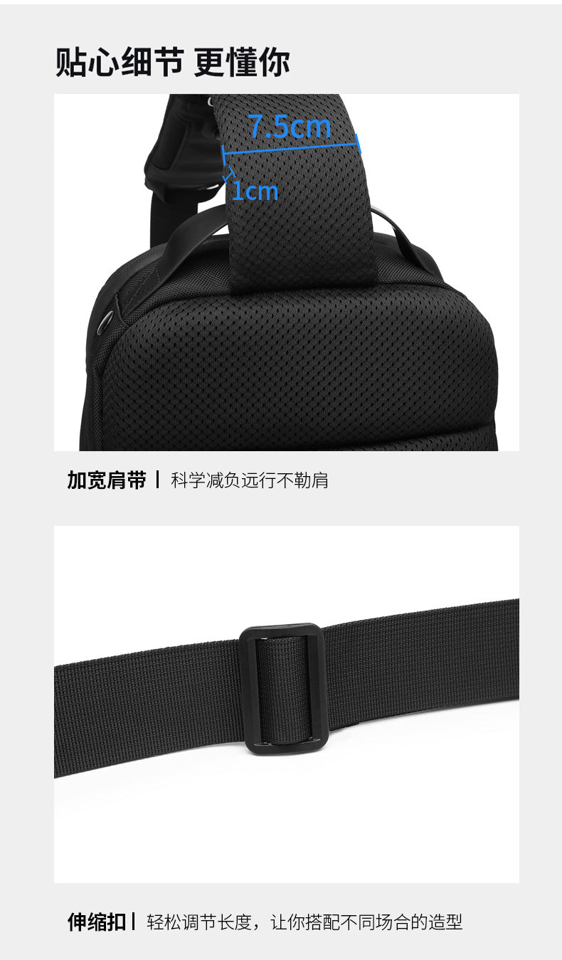 OZUKO Business Chest Bag Men's Large Capacity Waterproof Crossbody Bag High-end trendy brand simple commuter portable bag