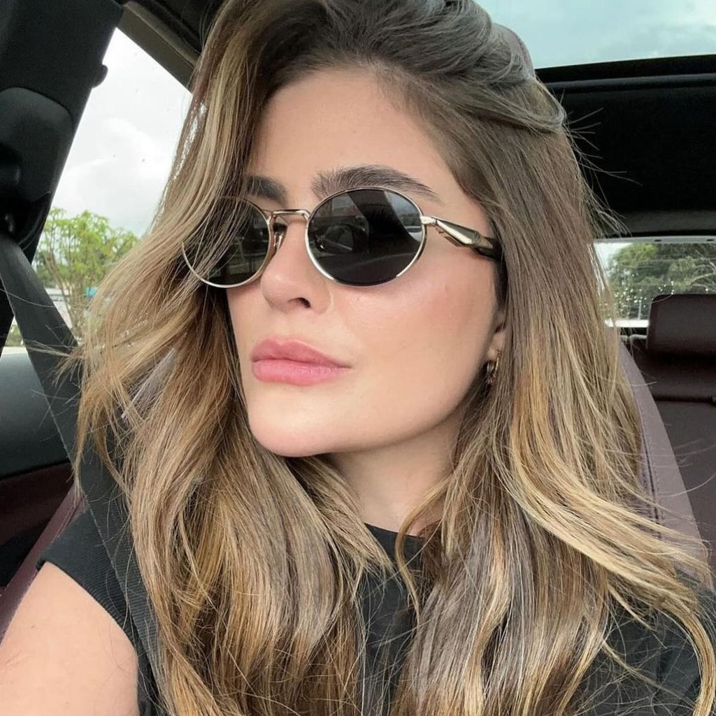 Oval Small Frame Sunglasses for Women, High-End Brand, European and American Style, Trendy UV Protection Sunglasses