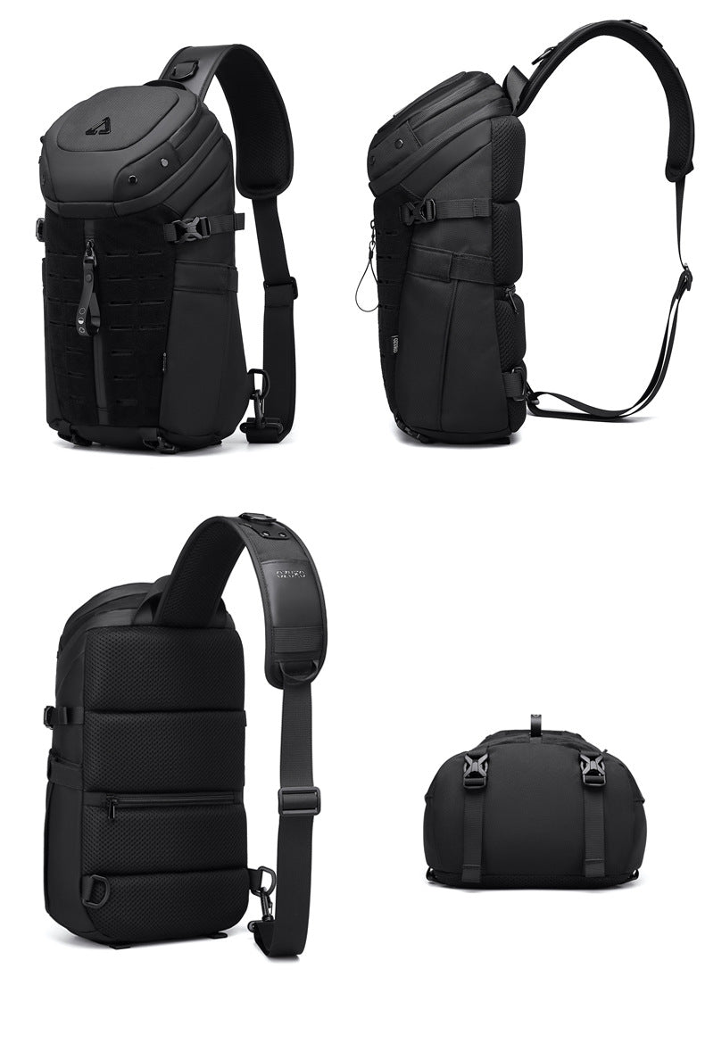 OZUKO Men's Tactical Chest Bag High-end Trendy Crossbody Bag Outdoor Waterproof Portable Single Shoulder Small Backpack for Men