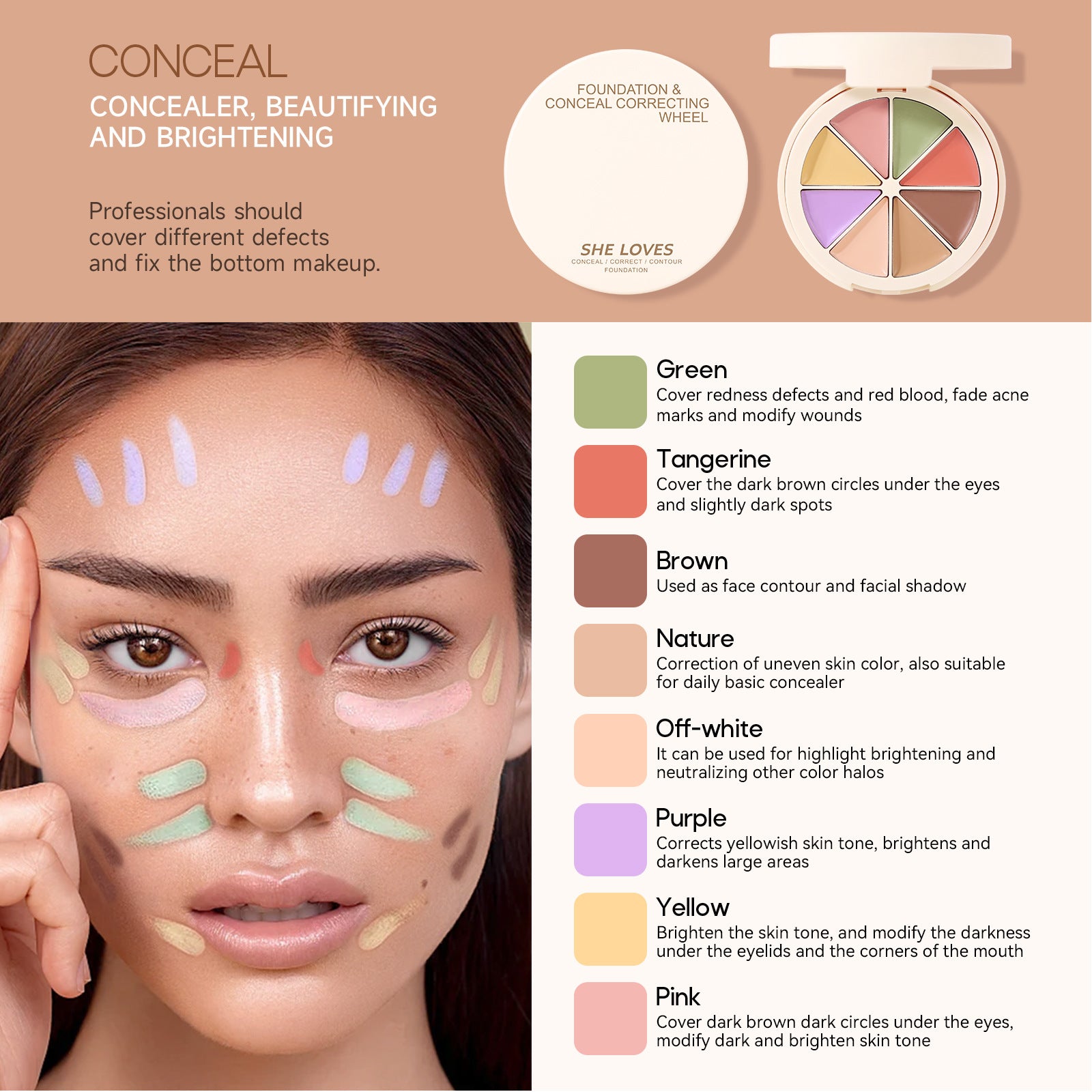 Exclusive Supply sheloves Concealer Cover Acne Marks, Spots, Dark Circles, Contouring Foundation Cream Concealer Palette