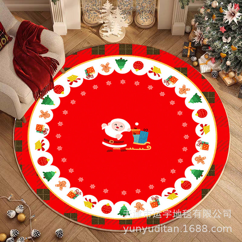 Christmas Carpet Round Living Room Mat Christmas Decoration Atmosphere Mat Christmas Tree Mat Labeling and Shipping