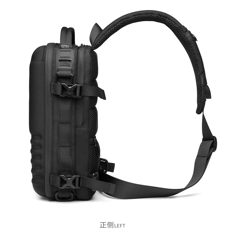 OZUKO EVA Hard Shell Chest Bag Men's Crossbody Bag Tactical Functional Waterproof Large Capacity Outdoor Cycling Bag