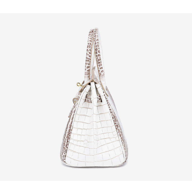 European and American New Style Platinum Bag Crocodile Pattern Women Genuine Leather High-end Fashion Women's Bag Single Shoulder Crossbody Large Capacity Handbag