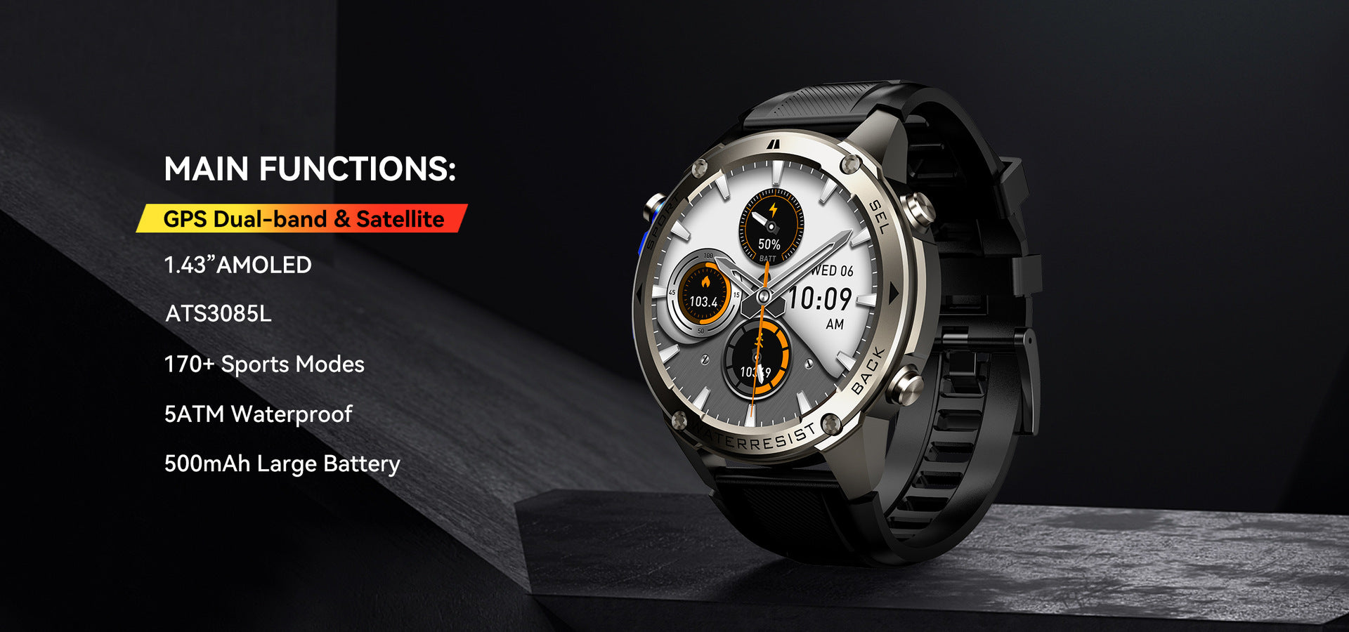 DM56Smart Watch1.52inch Bluetooth call heart rate pedometer sleep monitor GPS Positioning Three-Proof Sports