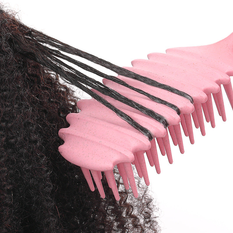 Curling Hair Special Three-Prong Comb Anti-Clumping Wide-Tooth Comb Smooth Hair Dry and Wet Dual-Use Comb Scalp Massage Hard-Tooth Hair Styling Comb