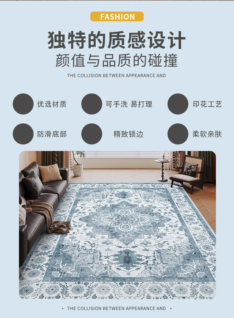 Persian Style Large Area Full Coverage Living Room Carpet, Stain Resistant and Easy to Maintain, Sofa and Coffee Table Decorative Carpet Wholesale