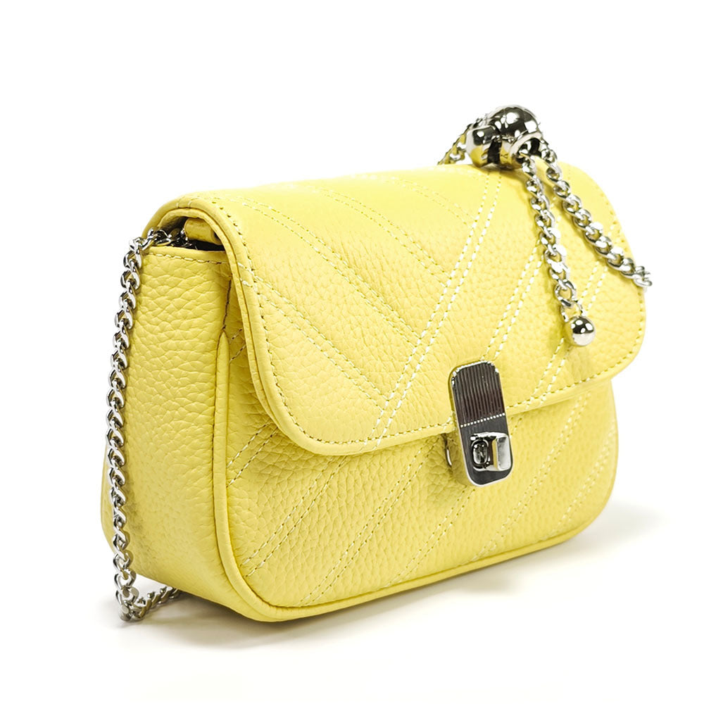 Genuine Leather Women's Bag New Metal Chain Small Square Bag Simple Versatile Chanel Style Single Shoulder Solid Color Embroidered Thread Crossbody Bag