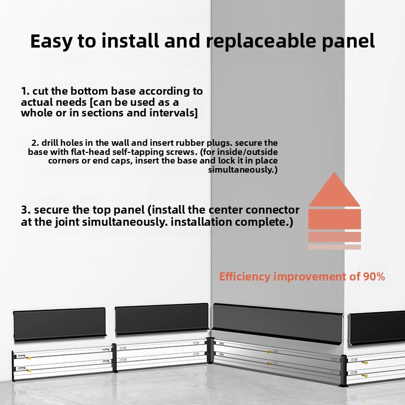 Aluminum Alloy10CM Thickened metal snap-on aluminum alloy skirting board, engineering-grade aluminum alloy skirting board