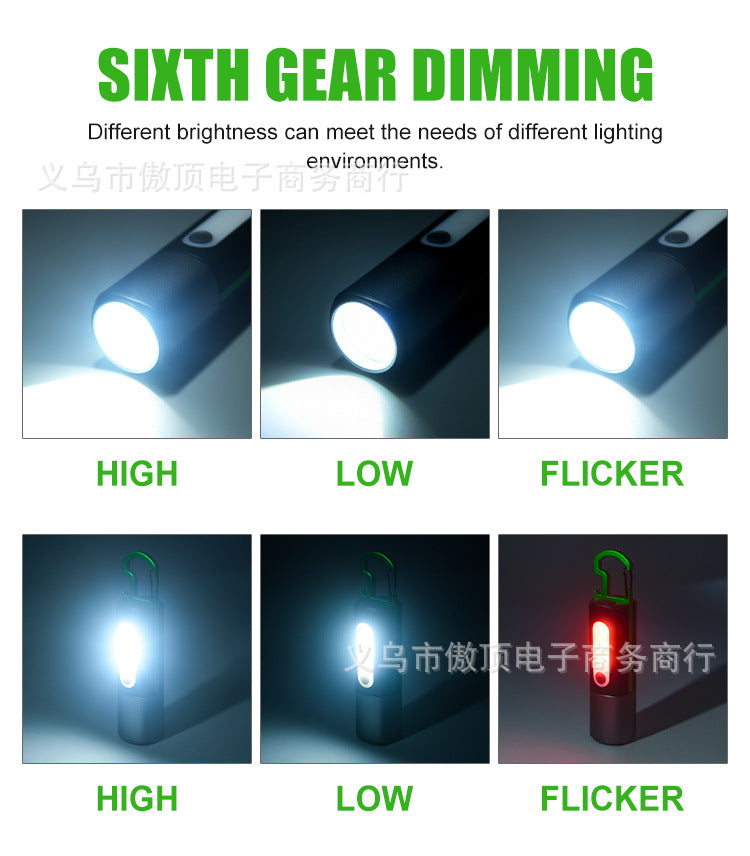 Multifunctional Flashlight Portable Keychain Magnetic Suction Light USB Rechargeable Lighting Work Light LED Sidelight
