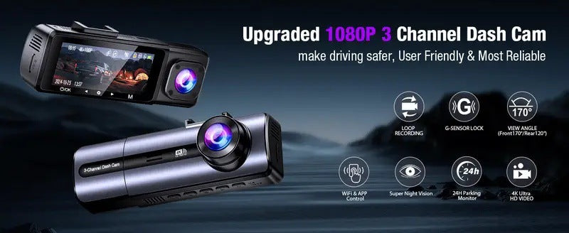 Factory direct sales3.16Inch Car Dash Cam4K High Definition Triple Recording4KWiFi Interconnection dashcam