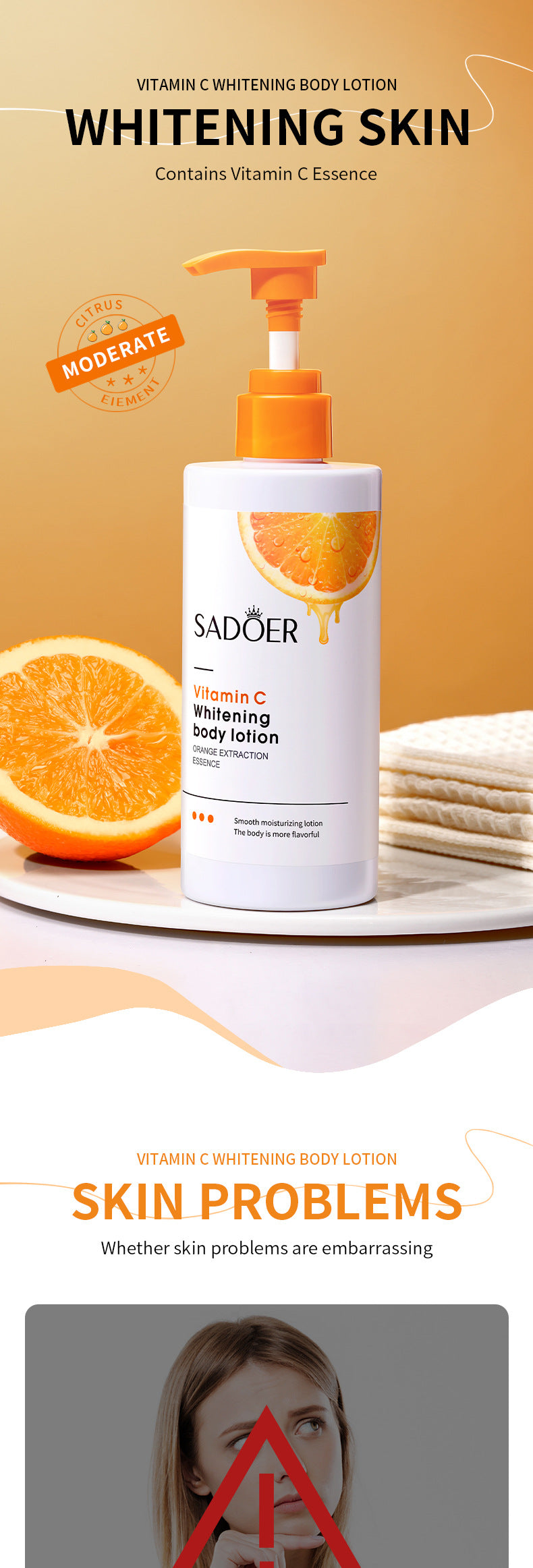 VC Whitening Body Lotion SADOER Vitamin C Moisturizing and Hydrating Skin Care  Wholesale