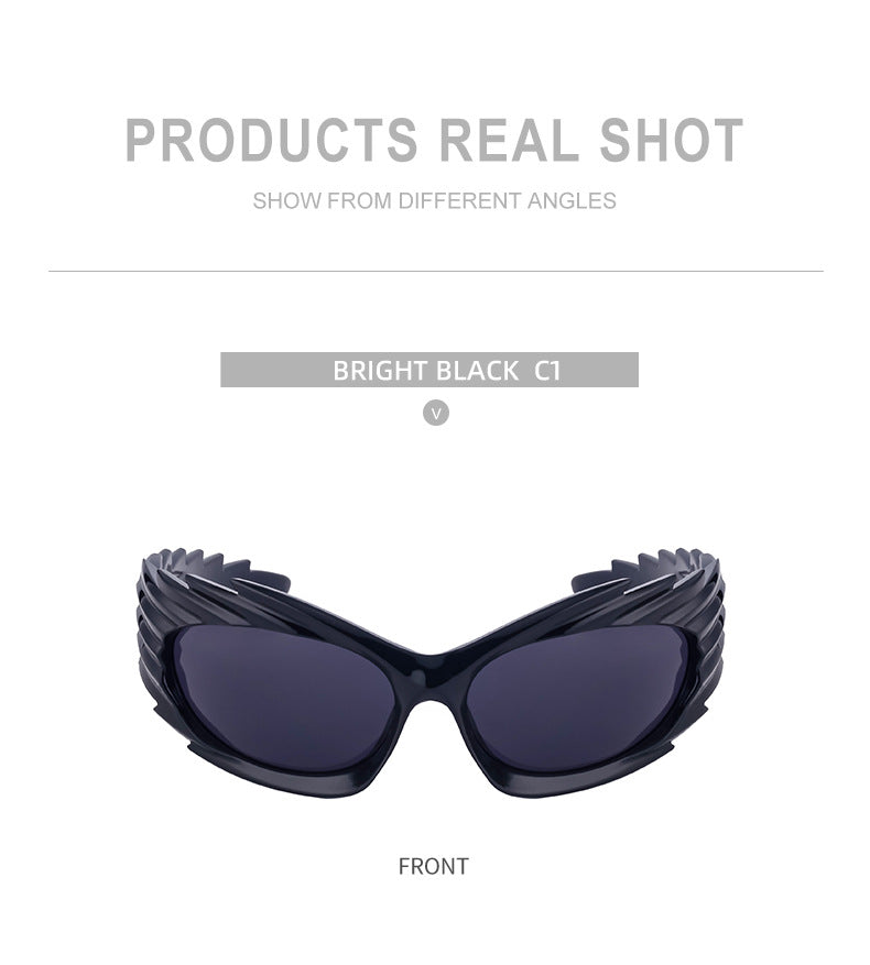 Europe and America Y2K Millennium Windproof Sunglasses for Women Trendy Personality Irregular Shape Sun Protection Sunglasses for Men Cycling Sports Glasses