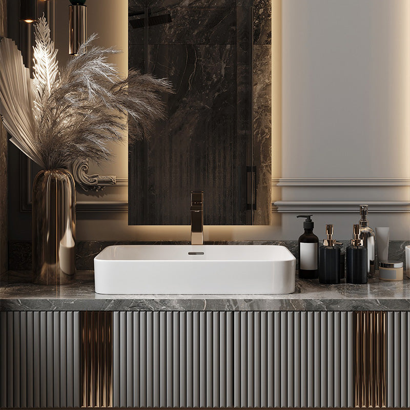 60 Inch Modern Stainless Steel MDF Luxury Double Sink Basin LED Mirror Wall Hung Bathroom Vanity Cabinet Set