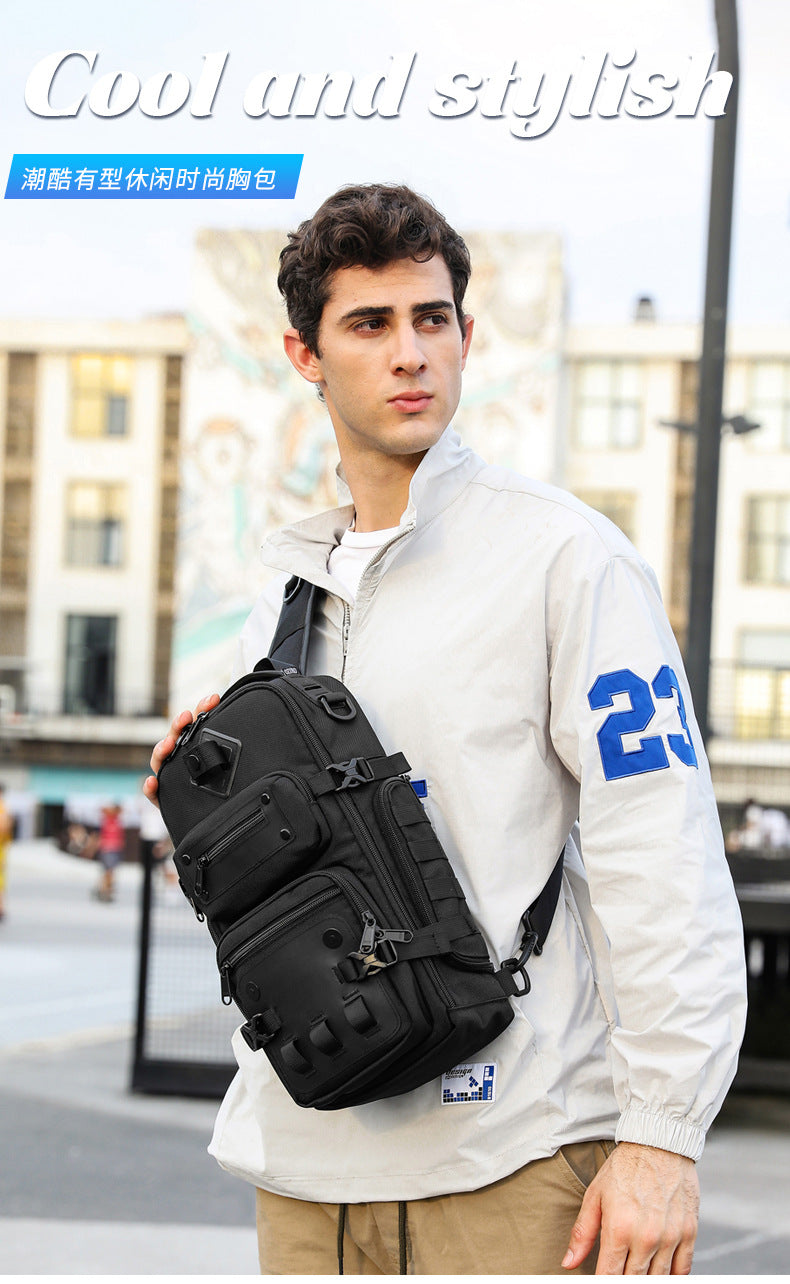 OZUKO Tactical Chest Bag Men's Crossbody Bag Shoulder Bag Men's Outdoor Sports Waterproof High-Quality Men's Bag