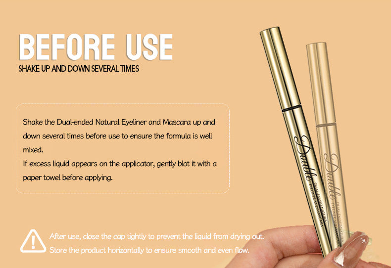 European Beauty Double-ended Natural Eyeliner+Curling Mascara Cream Two-in-One Quick-Drying Waterproof Non-Smudging
