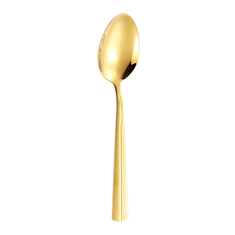 410Stainless Steel Tableware Hotel Restaurant Sand Texture Knife Fork Spoon Tea Spoon24Set of gold Western Steak Knives and Forks