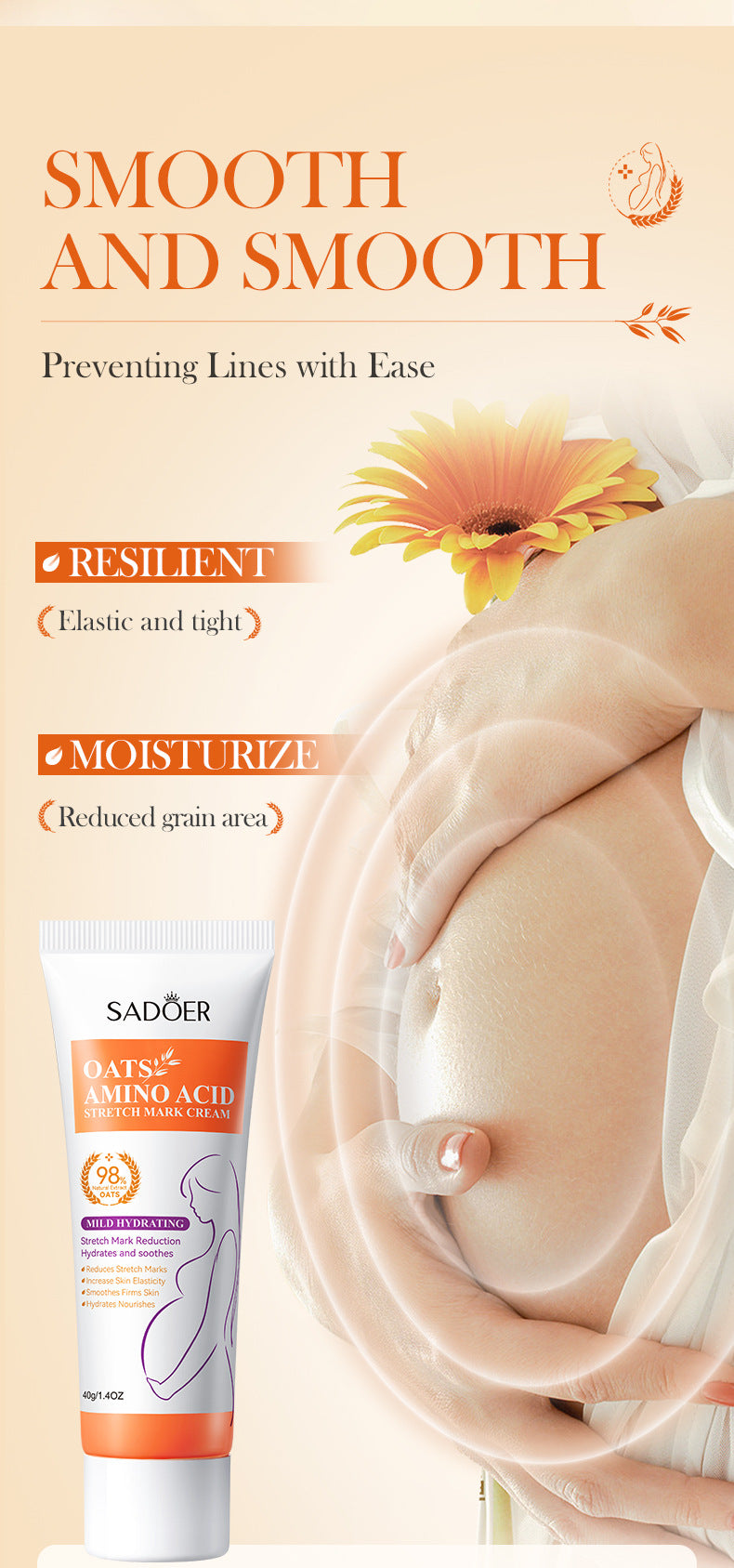 Oatmeal Moisturizing Cream40g  SADOER Mild and non-irritating skin care body lotion for  wholesale