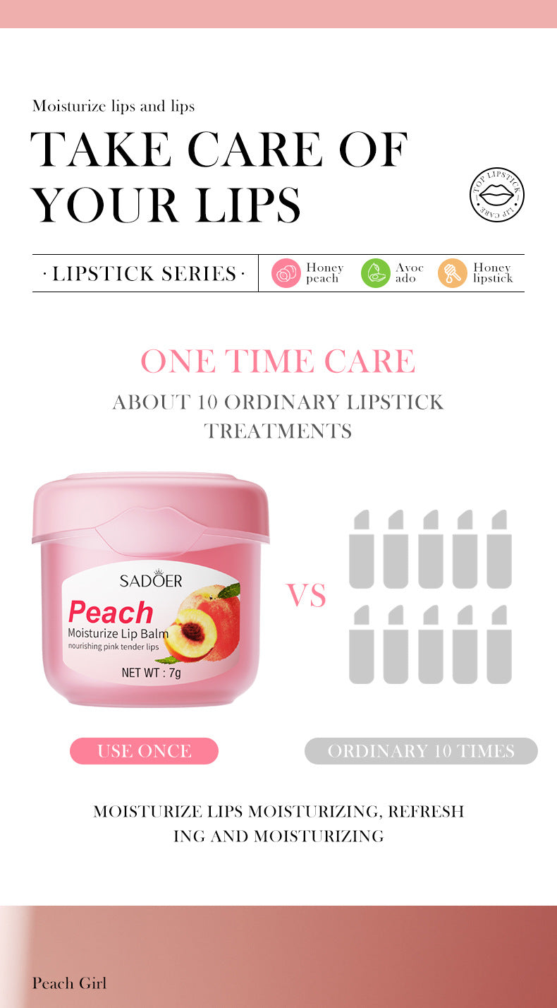 Lip Balm SADOER Honey Hydrating Avocado Anti-Dry Crack Peach Lip Mask  Wholesale