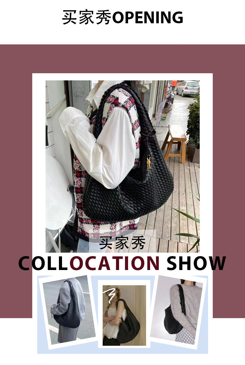 AliExpress Handmade Woven Women's Bag Large Capacity Handbag Korean Style Commuting Casual Manufacturer Wholesale