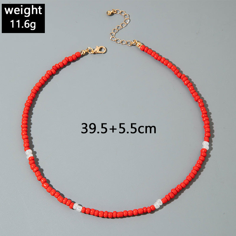 European and American Style Jewelry Light Luxury Imitation Pearl Cherry Necklace High-End Versatile Grass Multi-Layer Stacking Necklace Wholesale