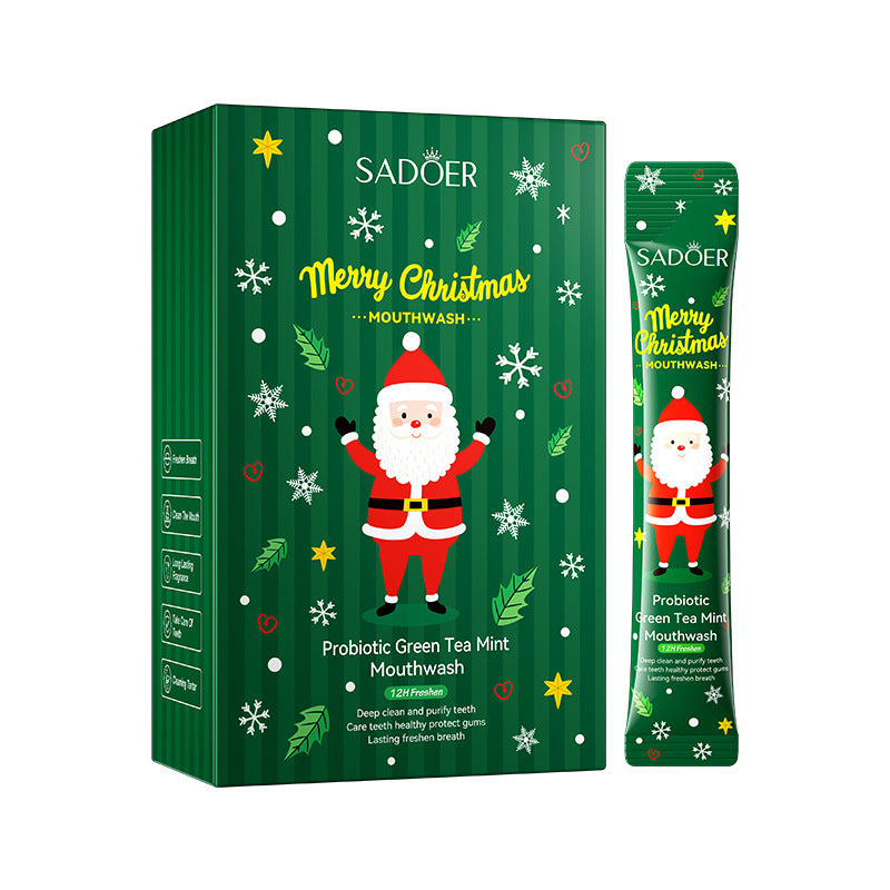Christmas Probiotic Mouthwash SADOER Green Lemon Mint Oral Cleanser  Wholesale