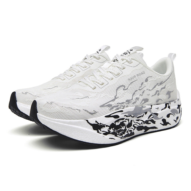 Autumn New Fashion Casual Double Mesh Thickened Sports Shoes with Real Carbon Plate High Elasticity Cushioning Marathon Lightweight Running Shoes