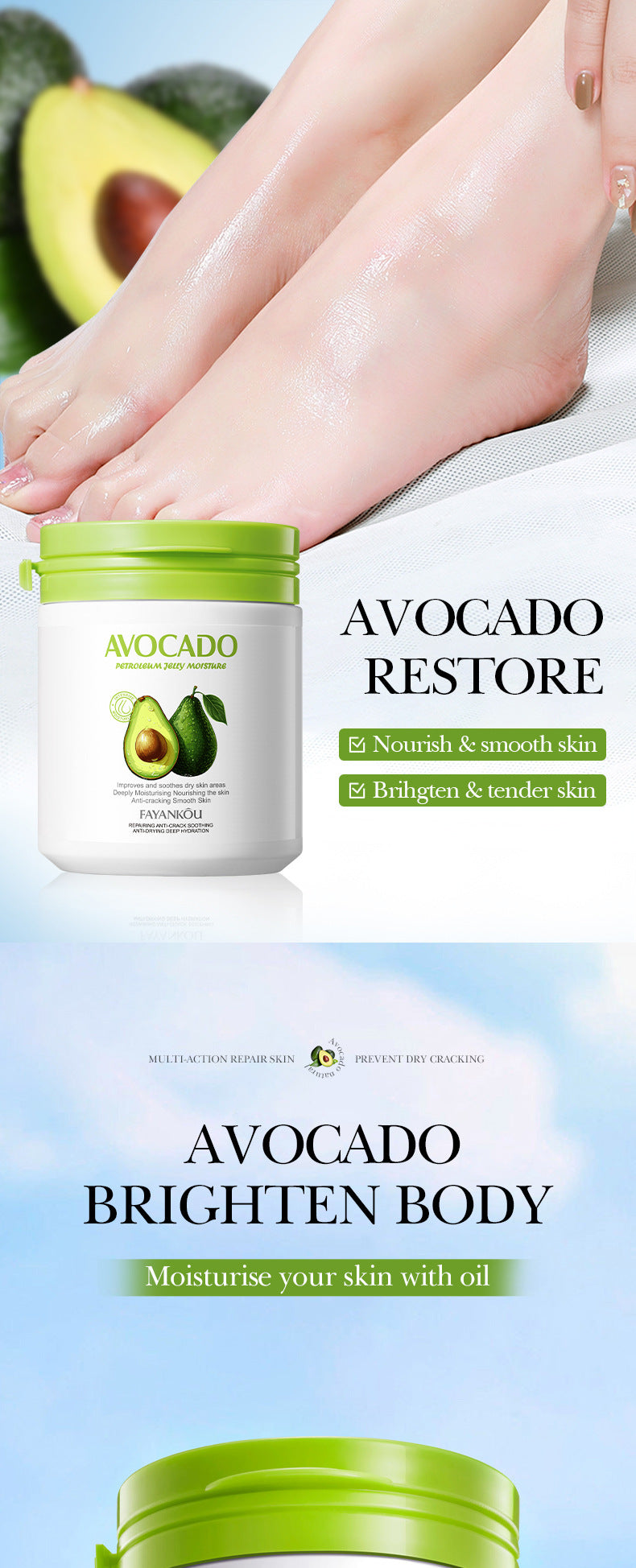 Avocado Repair Cream FAYANKOU Vaseline Soothing Anti-Cracking Moisturizing Lotion  Wholesale