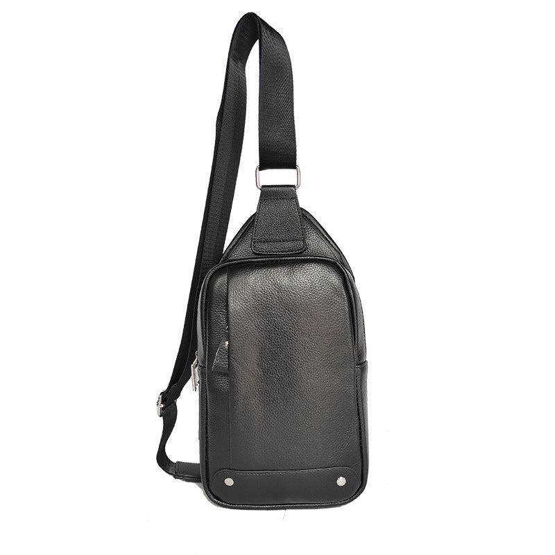 Niche Bag Fingerprint Unlock Men's Top Layer Cowhide Single Shoulder Crossbody Backpack High-End Chest Genuine Leather Chest Bag