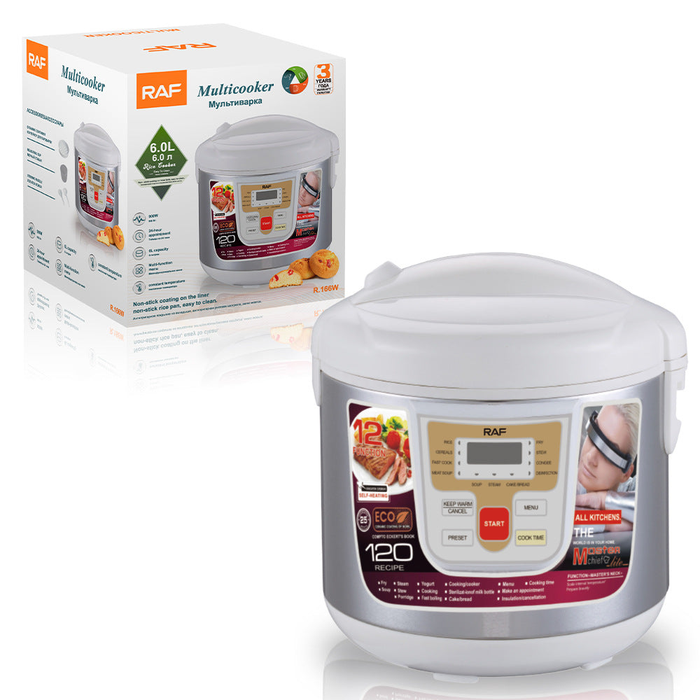 RAF European Standard Rice Cooker Smart6L Fully Automatic Health-Preserving Household Stainless Steel Rice Cooker Multi-Functional