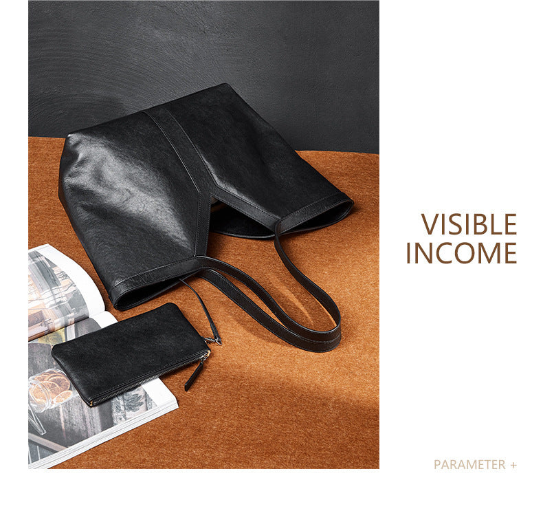 Minimalist Korean Style Tote Bag Shoulder Bag Versatile Large Capacity Women's Bag Underarm Bag Light Luxury Fashion Handbag Cowhide