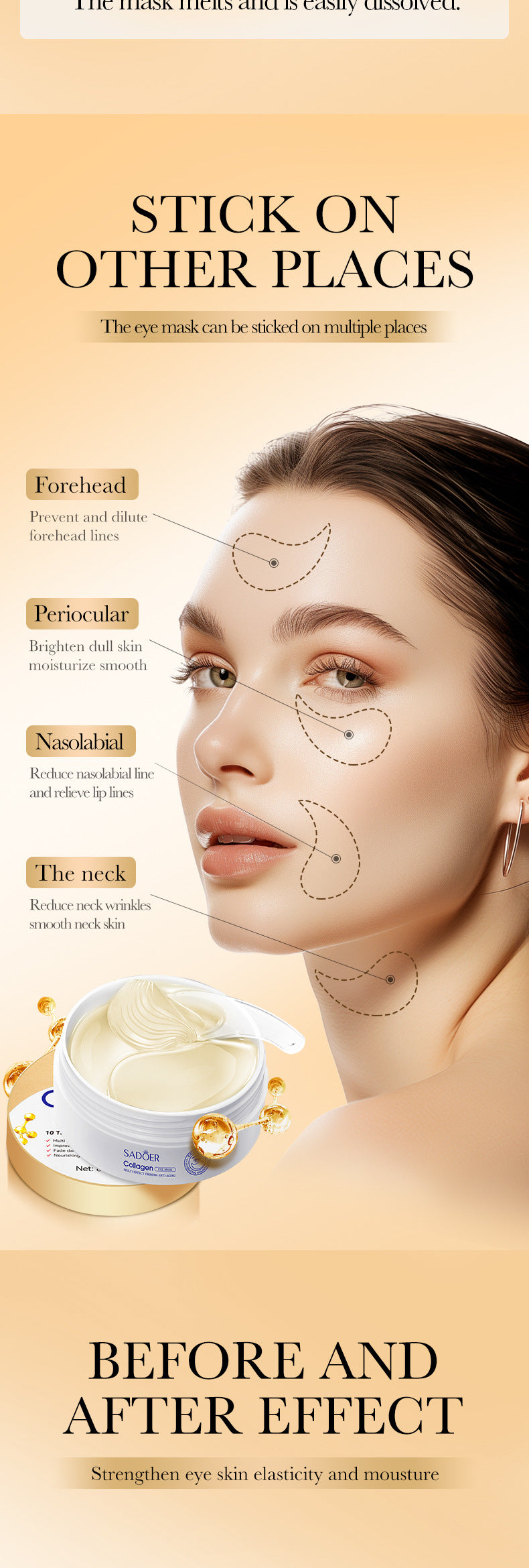Collagen Anti-Wrinkle Firming Eye Mask SADOER Hydrating and moisturizing eye mask patch  foreign trade wholesale