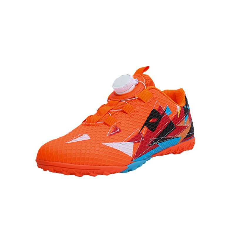 Rotating Buckle Football Shoes Breathable Anti-Slip TF Children's and Teenagers' Turf Training Shoes for Flat Ground Competitions