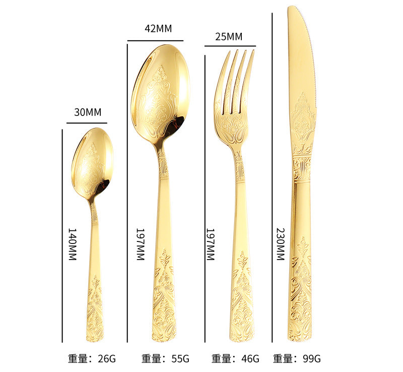 410Stainless Steel Tableware Hotel Retro Double Pattern Totem Western Cutlery Knife Fork Spoon Restaurant Hammered Steak Knife Fork