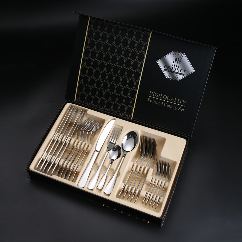 1010Cutlery Set Hotel Holiday Steak Western Food Tableware24Gift Set Wooden Box