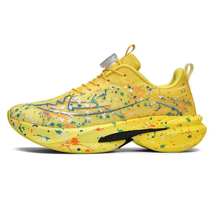 2025Four Seasons New Casual Couple's Real Explosive Carbon Plate Rotating Buckle Running Shoes Youth Graffiti Fashion Sports Shoes
