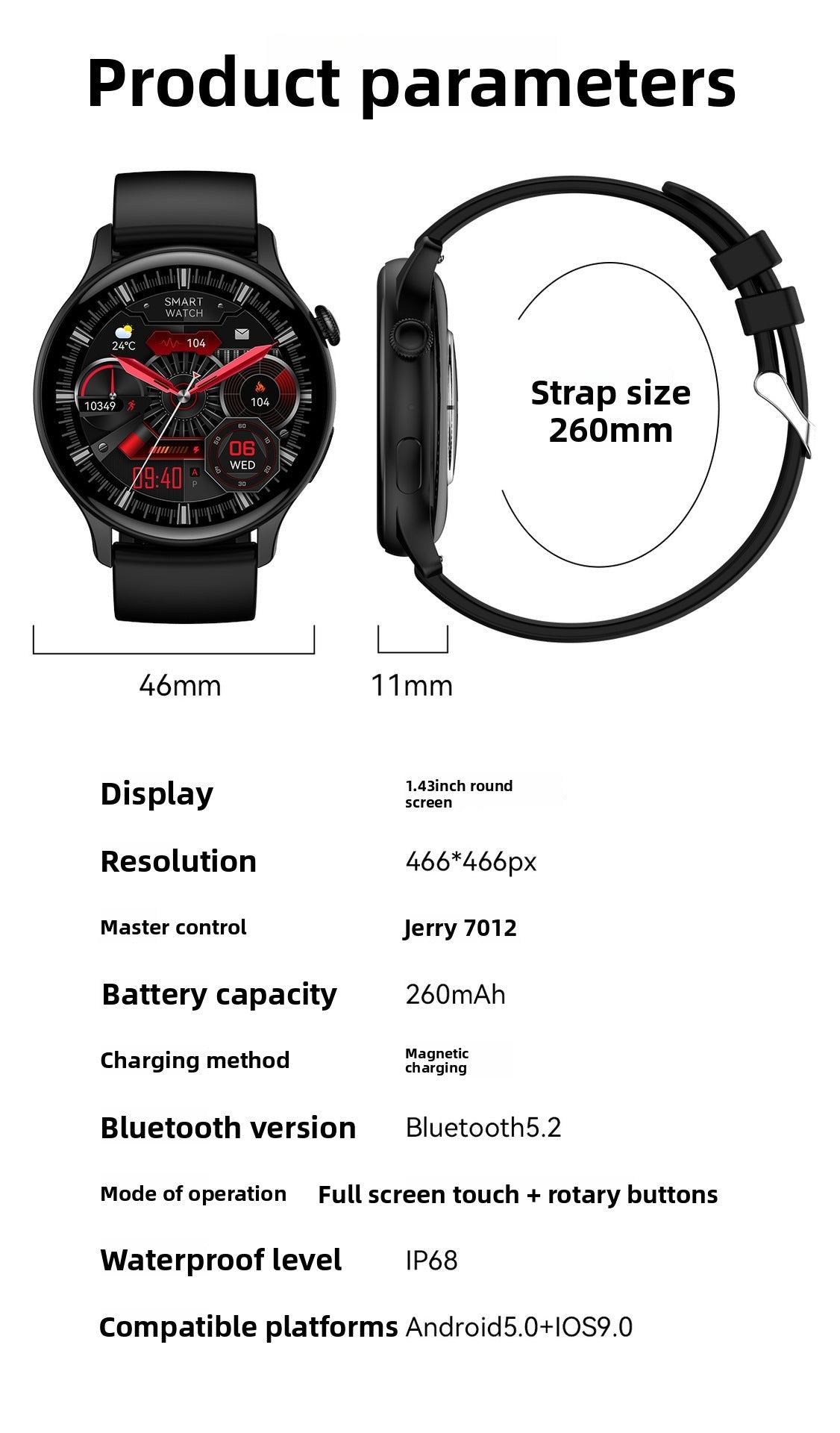 HK85Watch Bluetooth Call Heart Rate Monitoring Exercise Blood Oxygen Blood Pressure AMOLED Multi-Dial Switch Smart Health