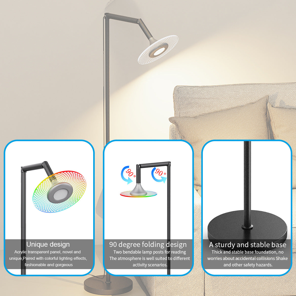 LED Floor Lamp Colorful Atmosphere Lamp Bluetooth Floor Lamp Ceiling Floor Lamp rgb Floor-standing Corner Lamp Ambient Light